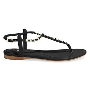 Tahiti Embellished Leather Thong Sandals